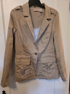DNKY MILLARY VINTAGE Jean Safari Utility Jacket Field Blazer Khaki M